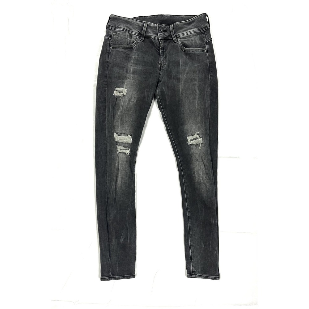 G-Star RAW Lynn Mid Skinny WMN 31x30 Faded Black Distressed Jeans Denim